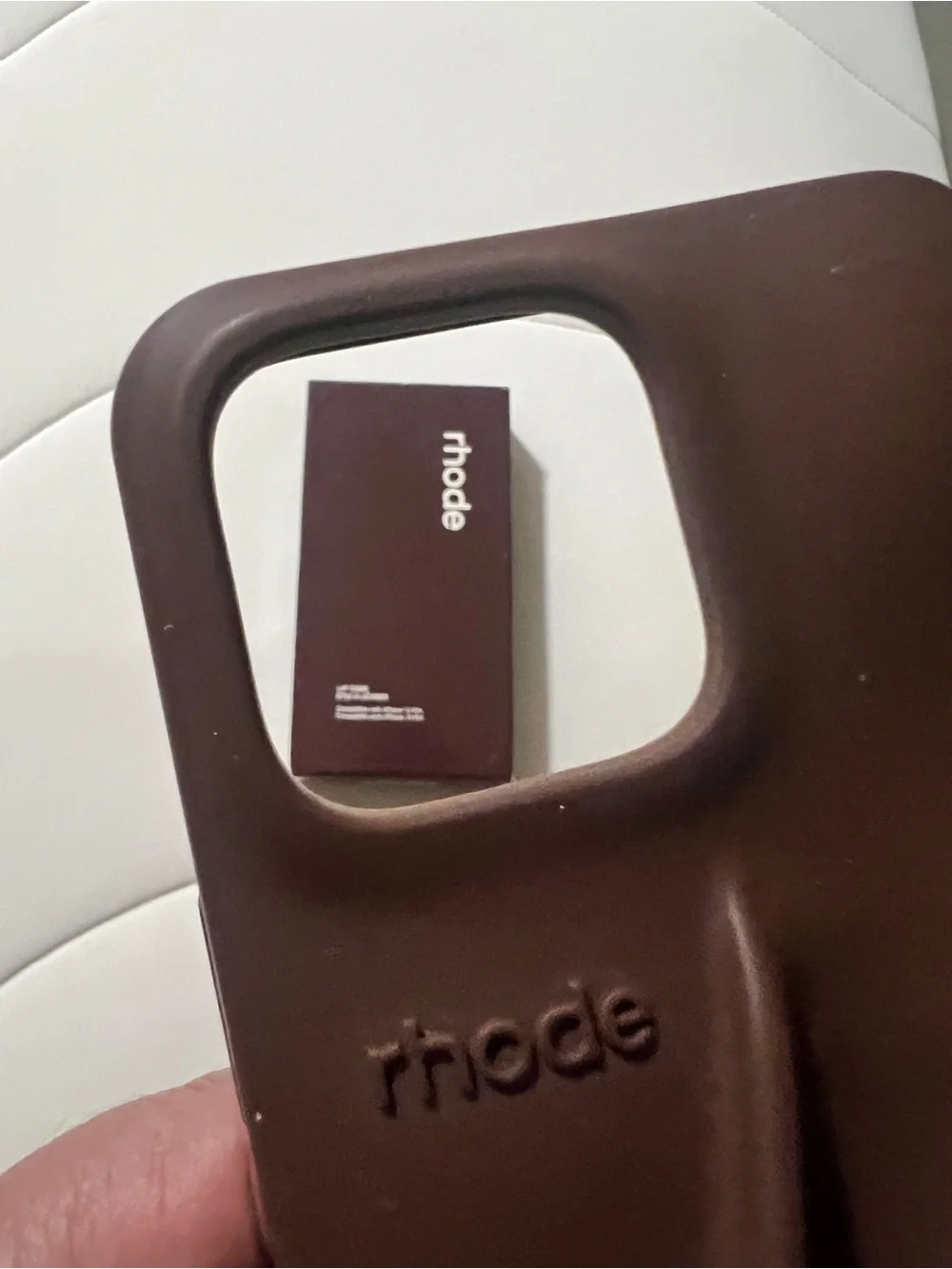 LNIB rhode iPhone 13 Pro Espresso Peptide Lip Holder Silky Silicone Case